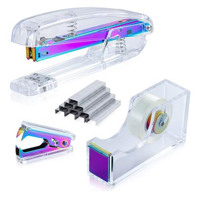 China Convenient Wholesale Clear Acrylic Stapler Rose Gold Transparent Stapler for sale