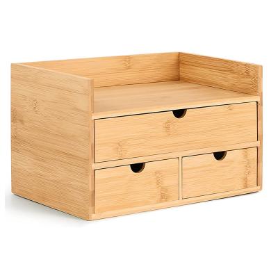 China Bamboo Office Desk Storage Drawer Box Table Viable Organization Bamboo Organizer, Desktop Storage Organizer for sale