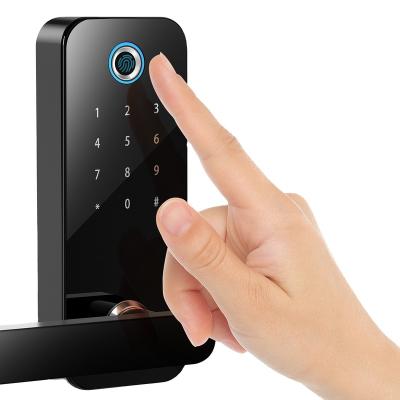 China Smart Home APP Control Tuya APP WiFi Remote Keyless Fingerprint Door Handle Lock For Home Office Bedroom for sale