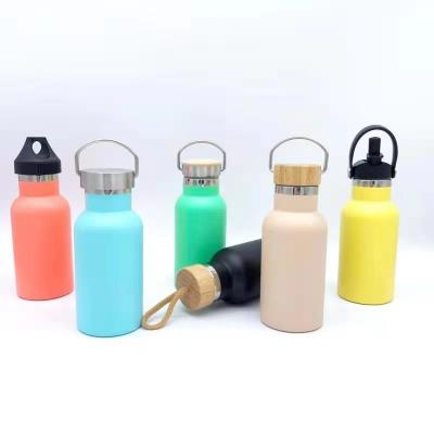 China Double Wall 304 Stainless Steel Sustainable Promotional Stainless Steel Water Bottle Wooden Lid for sale