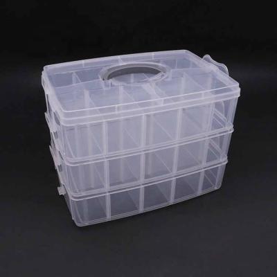 China Viable Stackable Divider Grid 3 Layers Plastic Sundries Storage Box For Kids for sale