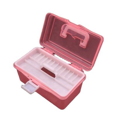 China Small Viable Fine Compartment Nail Art Plastic Pink Storage Box for sale