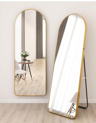 China Large Large Gold Black Minimalist Custom Luxury Metal Arched Dressing Full Length Longstanding Floor Mirror for sale