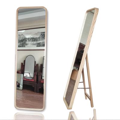 China Nordic Custom Minimalist Full Length Living Room Bedroom Floor Standing Mirror Wooden Framed Decorative Standing Mirror for sale