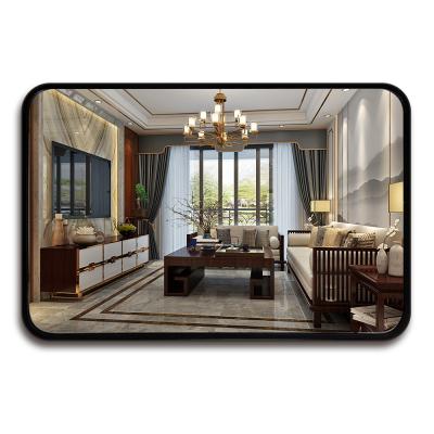 China Wholesale Minimalist Modern Aluminum Square Wall Ally Frame Large Rectangular Metal Long Contract Mirror Decoration for sale