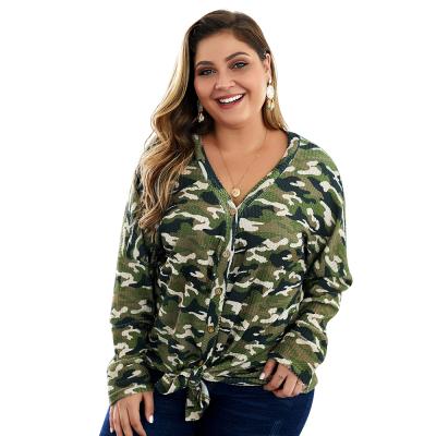 China 2021 Falls Single Breasted V-Neck Anti-Shrink Leopard Plus Size Women Cardigan Sweater for sale