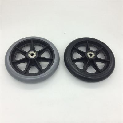 China JQ Wheelchair Caster Airless Solid Tire 150mm PVC Plastic Wheel For Wheelchair Front Leg for sale