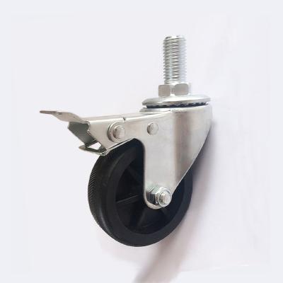 China swivel & Environmental Friendly Hard Black Plastic Caster Rigid 3 Inch Wheel Brake for sale