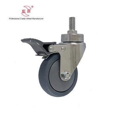 China JQ Traditional Caster 3inch Swivel Soft TPR Mute Furniture Caster Wheel With Brake for sale