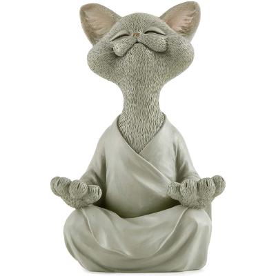 China Europe Buddha Cat Figurine Meditation Yoga Collectible Cat Collection Happy Cat Lover Gifts for Women for sale