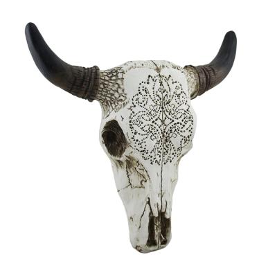 China Europe Cow Skull Wall Hanging Longhorn Ox Resin Wall Sculptures for sale