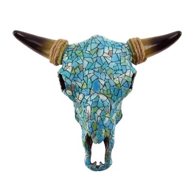 China Europe Resin Skulls Wall Hanging Longhorn Resin Bull Head Wholesale Head Skull for sale