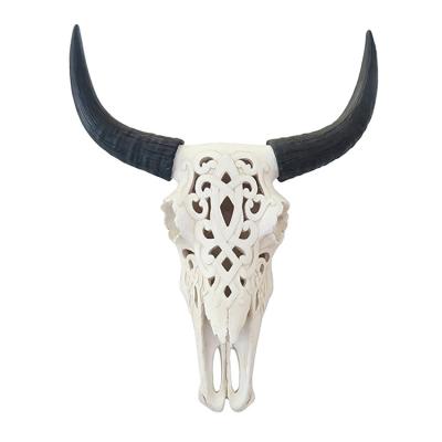 China Animal Main Decor Bison Skull Europe Wall Hanging Cow Main Carving Wall Decor for sale