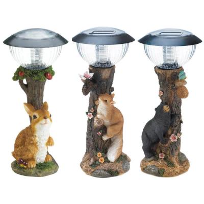 China Resin Animal Base Europe Statue Solar Power LED Decorative Garden Path Light for sale