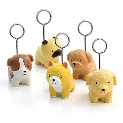 China Europe Mini Cute Dog Mixed Style Note Clip Holder Display for Cards/Notes/Photos/Pictures/Placecards- Resin Base and Metal Buckle for sale