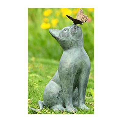 China Europe Bronze Butterfly Cat Resin Animal Modern Outdoor Statue Garden Sculpture for sale