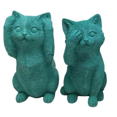 China Fashion Europe Hear No Evil Speak No Evil See No Evil Ornaments Modern Art Resin Cat Decorative Figurine for sale