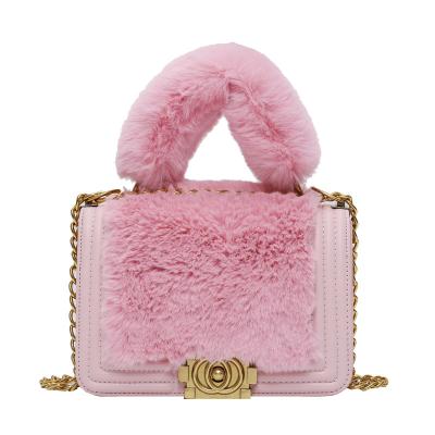 China Fashion ins designer fur warm leather purses fashion brand bags luxury handbags ladies pinch for women 2021 for sale