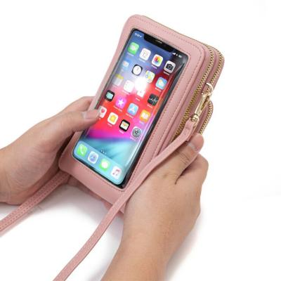 China 2022 new handbags 14pockets cell phone bag with multi functional TPU touch screen leather purse for women large capacity card holder for sale