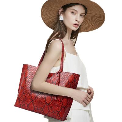 China Fashion Tote Bags Snake Pattern custom made 35cm large 2021 designer handbag and purse Leather with zipper for women with cheap wholesale for sale