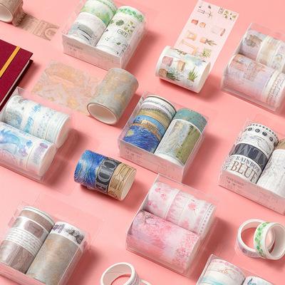 China Cute set washi tape box set on kpop custom heat resistant adhesive sticker paper for scrapbooking DIY decoration washi tape for sale