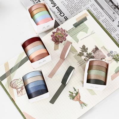 China Heat Resistant Washi Tape Manufacter Vintage Rainbow Colors Tape 5mm Washi Paper Sets Pastel Color Base Washi Tape for sale