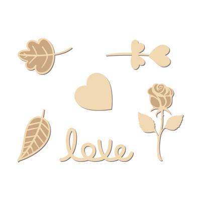 China Europe laser cut wooden arts and crafts plywood shape wooden love ornaments wholesale for sale