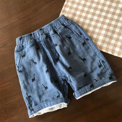 China Color Fade Proof YAJIANUO Wholesales Custom Cotton Kids Boys Pants Dinosaur Pattern Toddler Baby Boy Shorts for sale