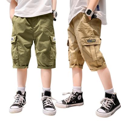 China Color Fade Proof YAJIANUO Wholesales Custom Cotton Kids Boys Knee Length Khaki Breathable Shorts Summer for sale