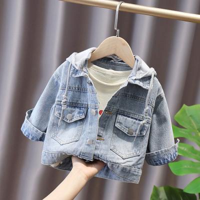 China Color Fade Proof YAJIANUO wholesales custom made lattice jacket kids boy denim hooded jacket for boys for sale