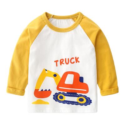 China YAJIANUO Breathable Wholesale Boys Long Sleeve T Shirt 100% Cotton Excavator Mix Color Children T-shirt for sale