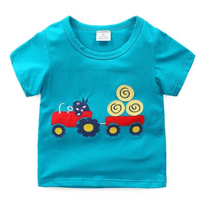 China Summer 100 Anti-shrink Custom Cotton Factory OEM/ODM YAJIANUO Truck Pattern Boy Kids Flat T-shirt for sale