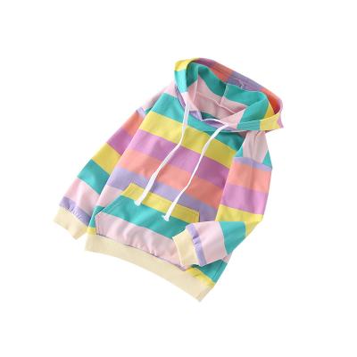 China Custom pullover size YAJIANUO babies hoodies rainbow colorful design plus factory 2-14 years cotton hoodies for kid for sale