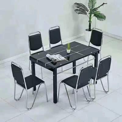 China Muebles de lujo del hogar del comedor de la mesa de comedor del mármol del acabado en negro y de la sobremesa de las sillas en venta