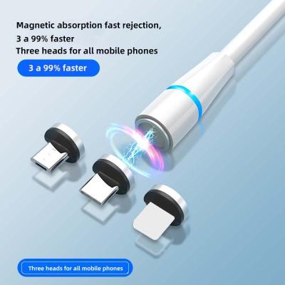 China New Design Magnetic MP3/MP4 Player 3 In 1 Fast Micro Type C Magnetic Charging Cable For Mobile Phone for sale