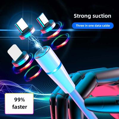 China High Quality Magnetic Mobile Phone 3A Cable Usb Charger MP3/MP4 Player 3 In 1 Usb Charging Data Led Usb Cable for sale