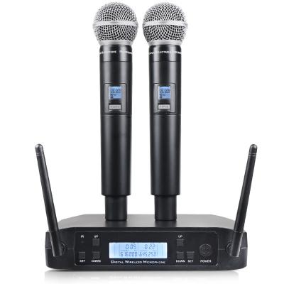 China New design GLXD4 SM58 headset microphone factory price UHF long range voice dual channel handheld studio wireless microphone for shure for sale