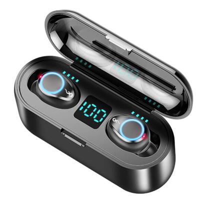 China Mini 2021 Wireless Headphones BT 5.0 Tws Mini Earphones Headphones HOT F9 Twin Mini Earbuds With Charging Box for sale