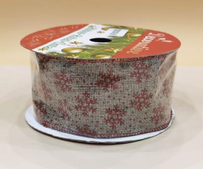 China China Manufacturer Natural Stock Burlap Printed With Glitter Snowflake Bulk Edge 10yd Red Ribbon Cable Bundle Stock Ribbon for sale