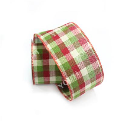 China New 2020 Fashion Eco-friendly Breathable Multiple Colors Christmas Print Checked Decorative Ribbon Bow for sale