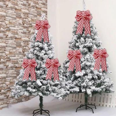 China Artificial Christmas Tree Decoration Ribbons Festival Parties Fabric Bow Decorative Flocking Ribbons for sale