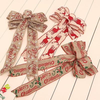 China Wholesale Viable Hanging Christmas Bowknot Ribbons Tree Ornaments Party New Year Table Decoration Home Ribbons for sale