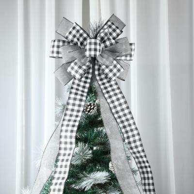 China Hot Sale Lattice Christmas Tree Arch Topper Bow Black White Lattice Artificial Christmas Arch for sale