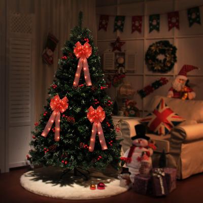 China Wholesale Big Size Artificial Christmas Tree Decorations Led Bows 100% Polyester Christmas Bows With Led Light for sale