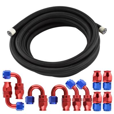 China Industrial 16 Foot One Black 8 AN8 Nylon Braided PTFE E85 Fuel Hose And Fittings Kit for sale