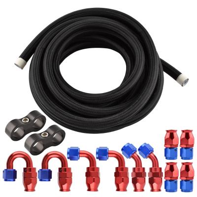 China Industrial 20 Foot One Black 8 AN8 Nylon Braided PTFE E85 Fuel Hose And Fittings Kit for sale