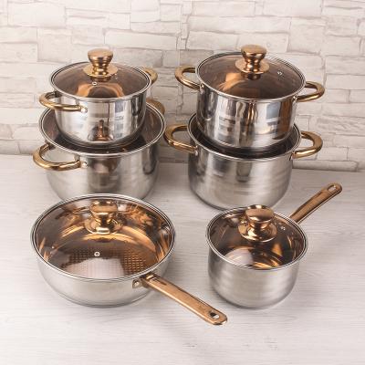 China 2022 viable new high quality stainless steel 12 pieces multifunctional non-stick kitchenware cookware set cooking pots for sale