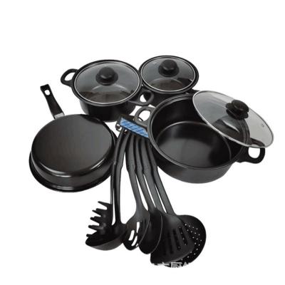 China Viable Factory Hot Selling Professional Black Pots Cooker Cooking Non-Stick Cast Iron Kitchen Cook Pot for sale