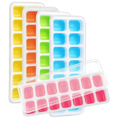 China Making Ice Maker 14 Cavity Silicone Baby Food Safety Homemade Pink/Blue/Green/Orange Ice Tray Molds for sale