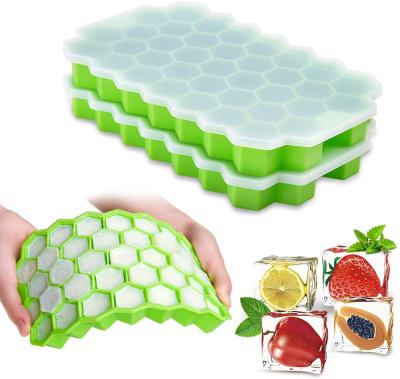 China Freezer Containers Honeycomb Home Made 37 Cavity Silicone Safety Homemade Party Beverage Colorful Tray Ice Tray Mold for sale